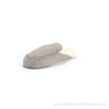 Soft Grey wool felt slippers